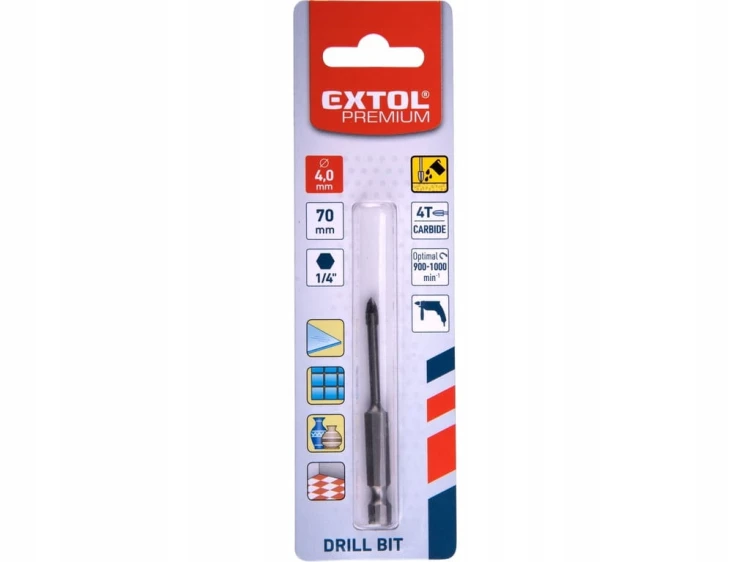 WIERTŁO DO SZKŁA 4mm GRESU PŁYTEK GLAZURY CERAMIKI 4 OSTRZA HEX