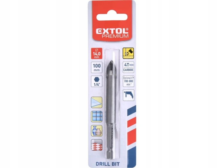 WIERTŁO DO SZKŁA 14mm GRESU PŁYTEK GLAZURY CERAMIKI 4 OSTRZA HEX