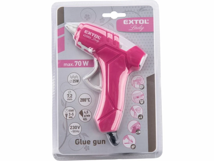 Pistolet do kleju na gorąco RÓŻOWY 7,2mm 200 °C 70W Extol LADY 422003
