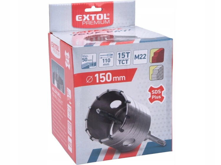 OTWORNICA FREZ DO BETONU WIERTŁO KORONOWE WIDIA 150mm SDS+ EXTOL PREMIUM