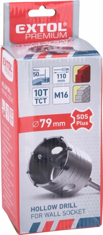 OTWORNICA FREZ DO BETONU WIERTŁO KORONOWE DO PUSZEK 79mm SDS+ EXTOL PREMIUM