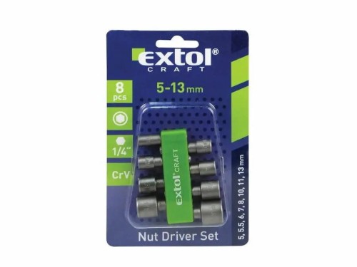 NASADKI KLUCZE NASADOWE DO WKRĘTARKI WIERTARKI 5-13mm 8szt 1/4" HEX