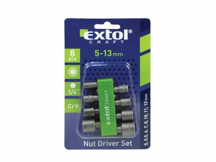 NASADKI KLUCZE NASADOWE DO WKRĘTARKI WIERTARKI 5-13mm 8szt 1/4" HEX