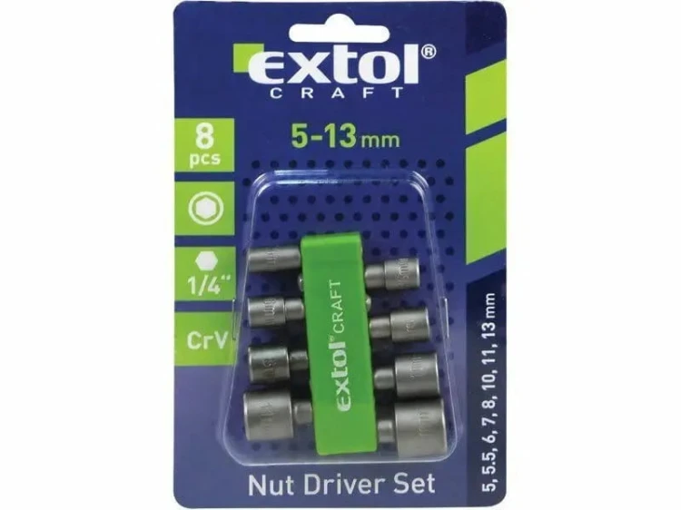 NASADKI KLUCZE NASADOWE DO WKRĘTARKI WIERTARKI 5-13mm 8szt 1/4" HEX