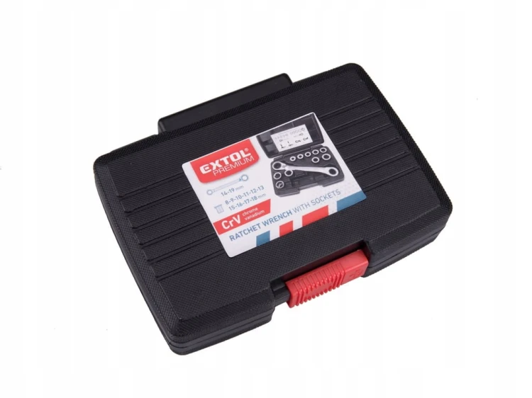 klucz płasko-oczkowy z grzechotką, zestaw 11 szt., 8-19mm, CrV
