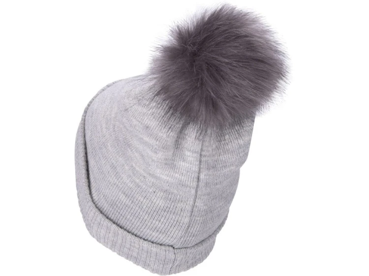 Czapka zimowa z pomponem i lampką LED rozmiar unisex szara MOCNE ŚWIATŁO