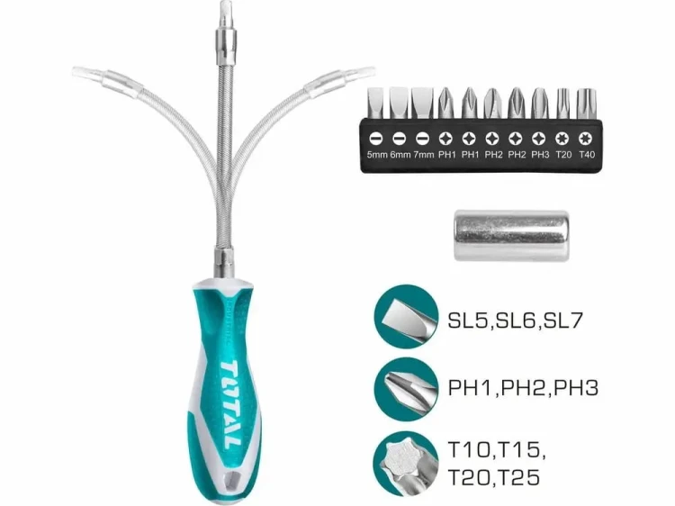WKRĘTAK ELASTYCZNY 150mm z BITAMI Torx PH Płaskie
