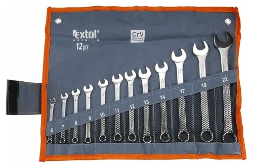 EXTOL KlUCZE 6 - 22 mm, ZESTAW 12 szt. - EXTOL 6333 ZESTAW KOMPLET KLUCZY