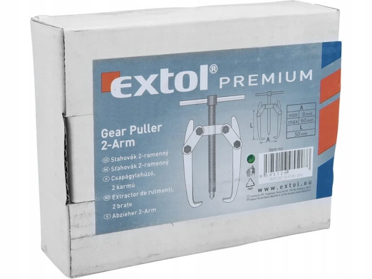Extol Premium Ściągacz dwuramienny, kuty - mini, rozpiętość 60mm, głęb 50mm