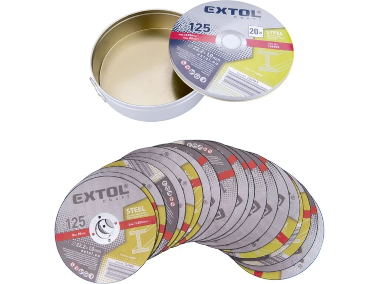 TARCZA DO CIĘCIA METALU stali 125/1mm 20szt + metalowa puszka zestaw tarcze
