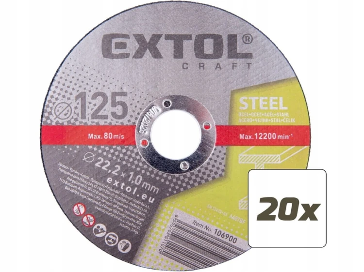 TARCZA DO CIĘCIA METALU stali 125/1mm 20szt + metalowa puszka zestaw tarcze