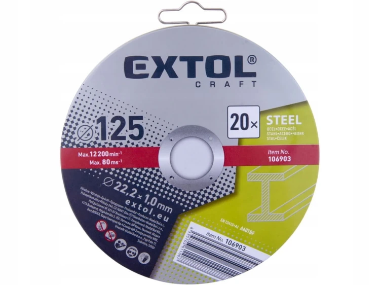 TARCZA DO CIĘCIA METALU stali 125/1mm 20szt + metalowa puszka zestaw tarcze