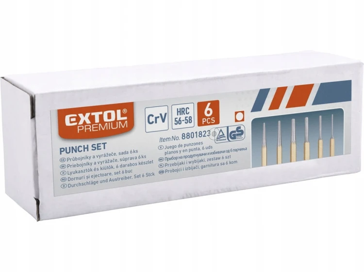 Wybijaki Dobijaki Zestaw 6 szt Stal Crv Wytrzymale Extol Premium
