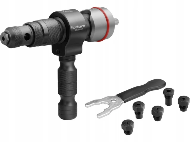 NITOWNICA ADAPTER NA WKRĘTARKĘ DO NITÓW 2,4-6,4mm PROFESJONALNA WALIZKA