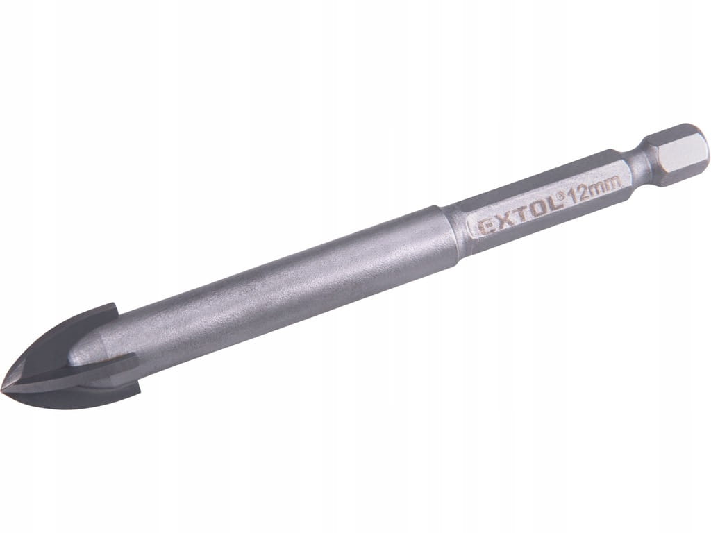 WIERTŁO DO SZKŁA 12mm GRESU PŁYTEK GLAZURY CERAMIKI 4 OSTRZA HEX