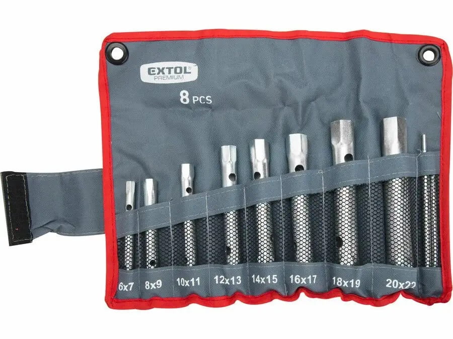 KLUCZE RUROWE 6-22mm ZESTAW 8 szt MATERIAŁOWE ETUI + 2 UCHWYTY DO KLUCZY