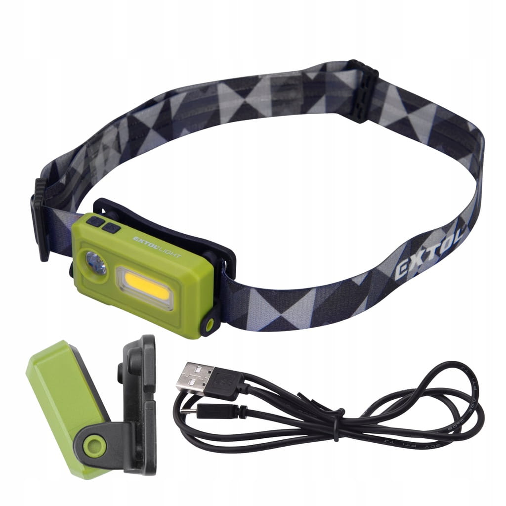 LATARKA CZOŁOWA LED MOCNA CZOŁÓWKA AKU + MAGNES 120+140lm IPX4 ultra lekka
