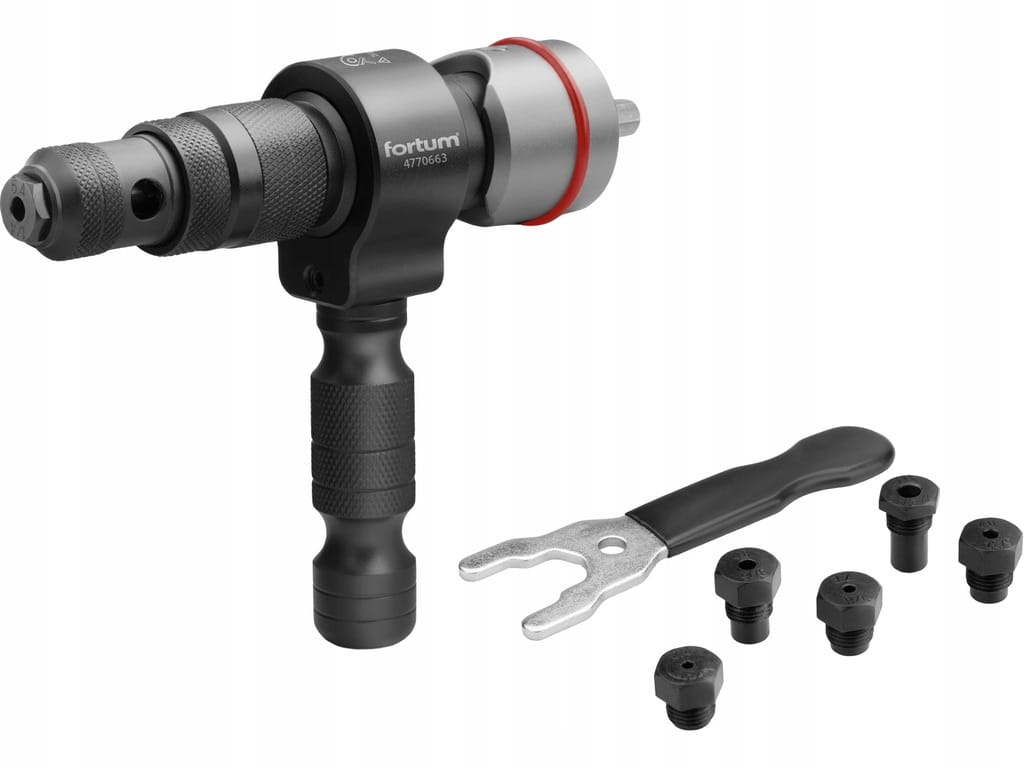 NITOWNICA ADAPTER NA WKRĘTARKĘ DO NITÓW 2,4-6,4mm PROFESJONALNA WALIZKA